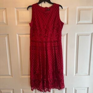 Veiisar Red Lace Midi Dress